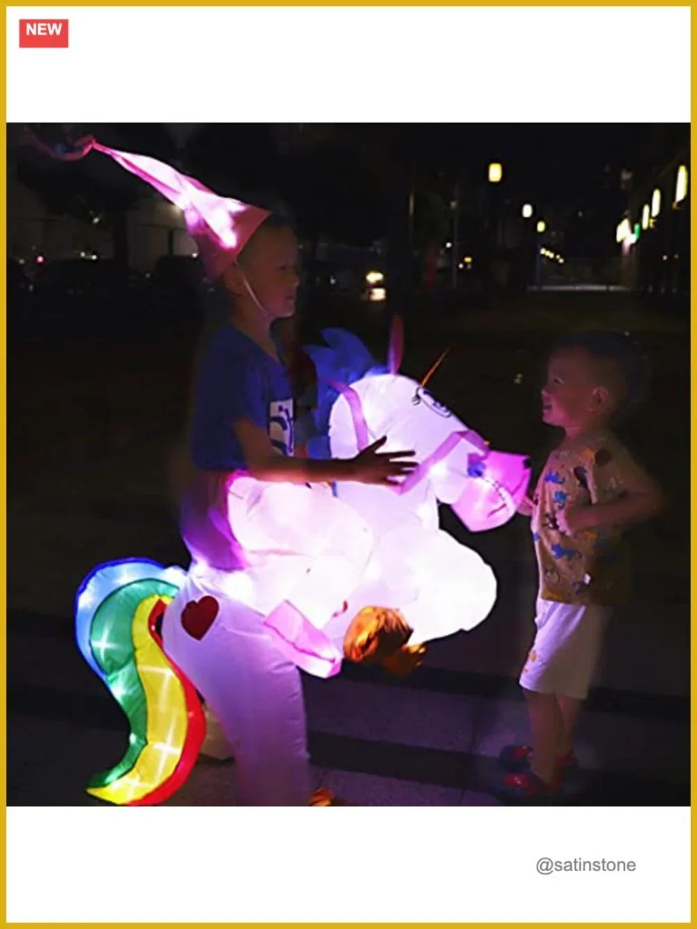 Inflatable Unicorn Costume with LED Light for Kids Halloween Party